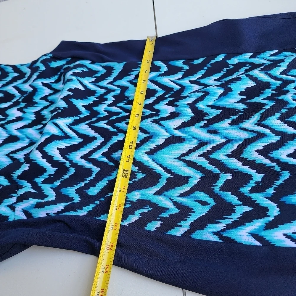 Connected Apparel Navy Blue Aqua Wave Sleeveless Sheath Dress Women's 10